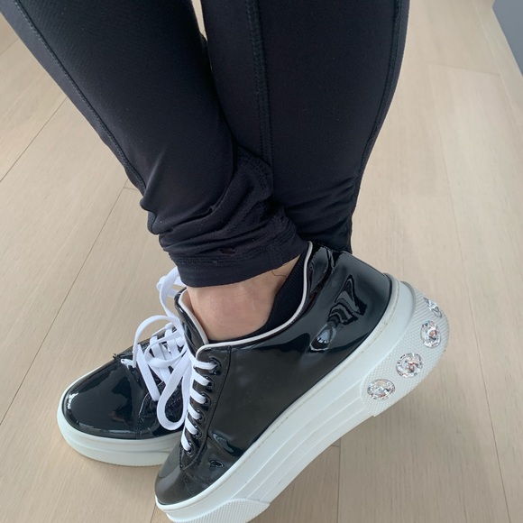 Miu Miu Shoes - ❤️Miu Miu Patent Leather Crystal Sneakers